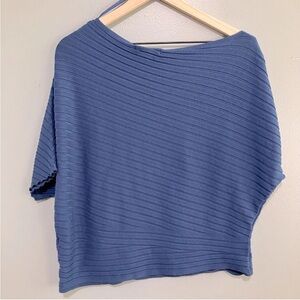 Banana Republic Asymmetric Cropped Ribbed Sweater Blue Women Size XL